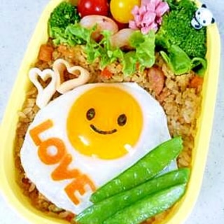 簡単キャラ弁☆目玉焼きＤＥニコニコ弁当♪